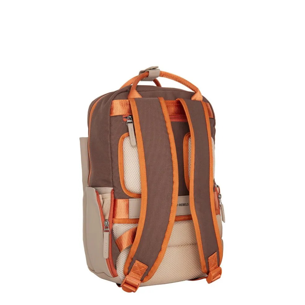 Ferron Miami Rucksack 9L Wasserabweisender Laptop Rucksack 13 Zoll für Arbeit und Schule aus PU Nylon Coffee