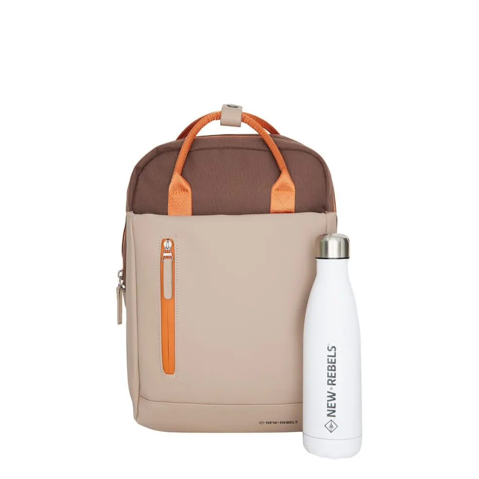 Ferron Miami Rucksack 9L Wasserabweisender Laptop Rucksack 13 Zoll für Arbeit und Schule aus PU Nylon Coffee