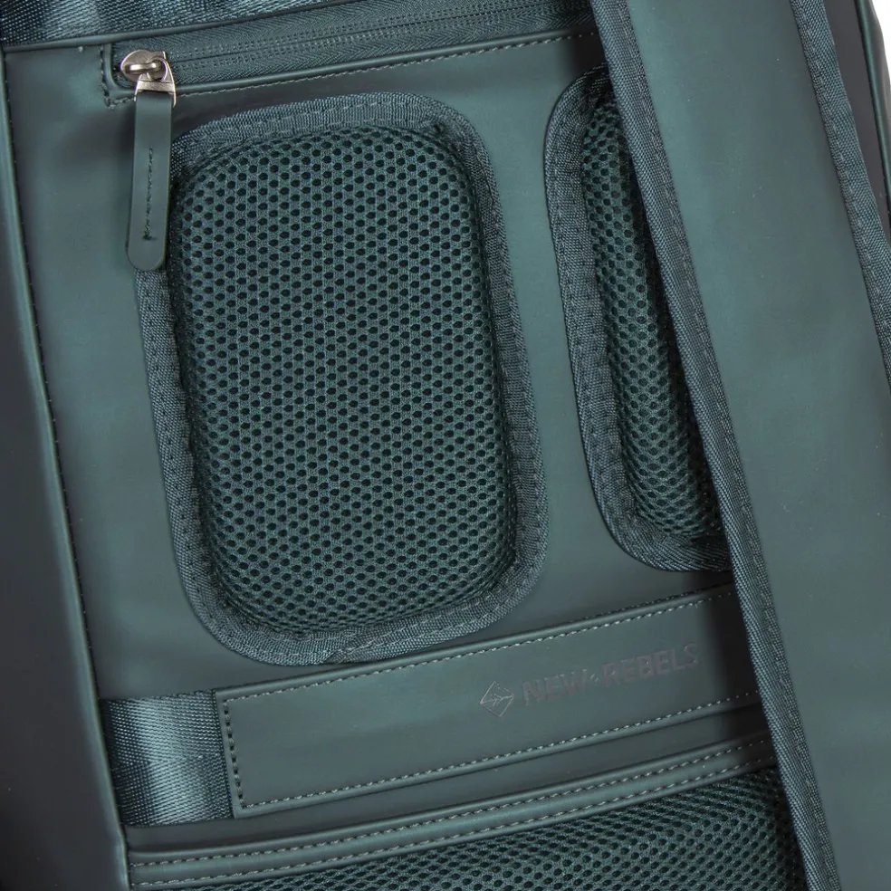 New Rebels ® Harper - Rucksack - Laptoptasche- 18 Liter - Dunkelgrün - Metallic