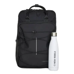 New Rebels – Laptop Rucksack 15,6 Zoll – Schulrucksack & Arbeitstasche – Wasserabweisend – 18L – Nylon/PU – Schwarz