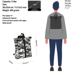New Rebels ® Mart - Rolltop - Rucksack - Camouflage Army Dark - Small II - Rucksack