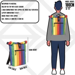 New Rebels ® Mart - Rolltop - Rucksack - Rainbow - Regenbogen - Large II