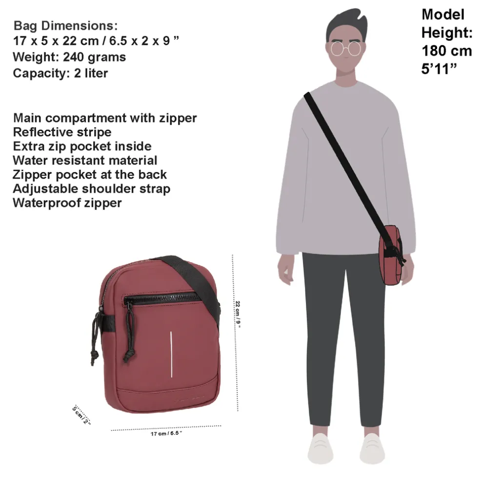 New Rebels ® Mart - Schultertasche - Umhängetasche - Top Zip - Burgundy