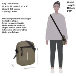 New Rebels ® Mart - Schultertasche - Umhängetasche - Top Zip - OlIVgrün