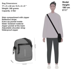 New Rebels ® Mart - Schultertasche - Umhängetasche - Top Zip - Anthrazit