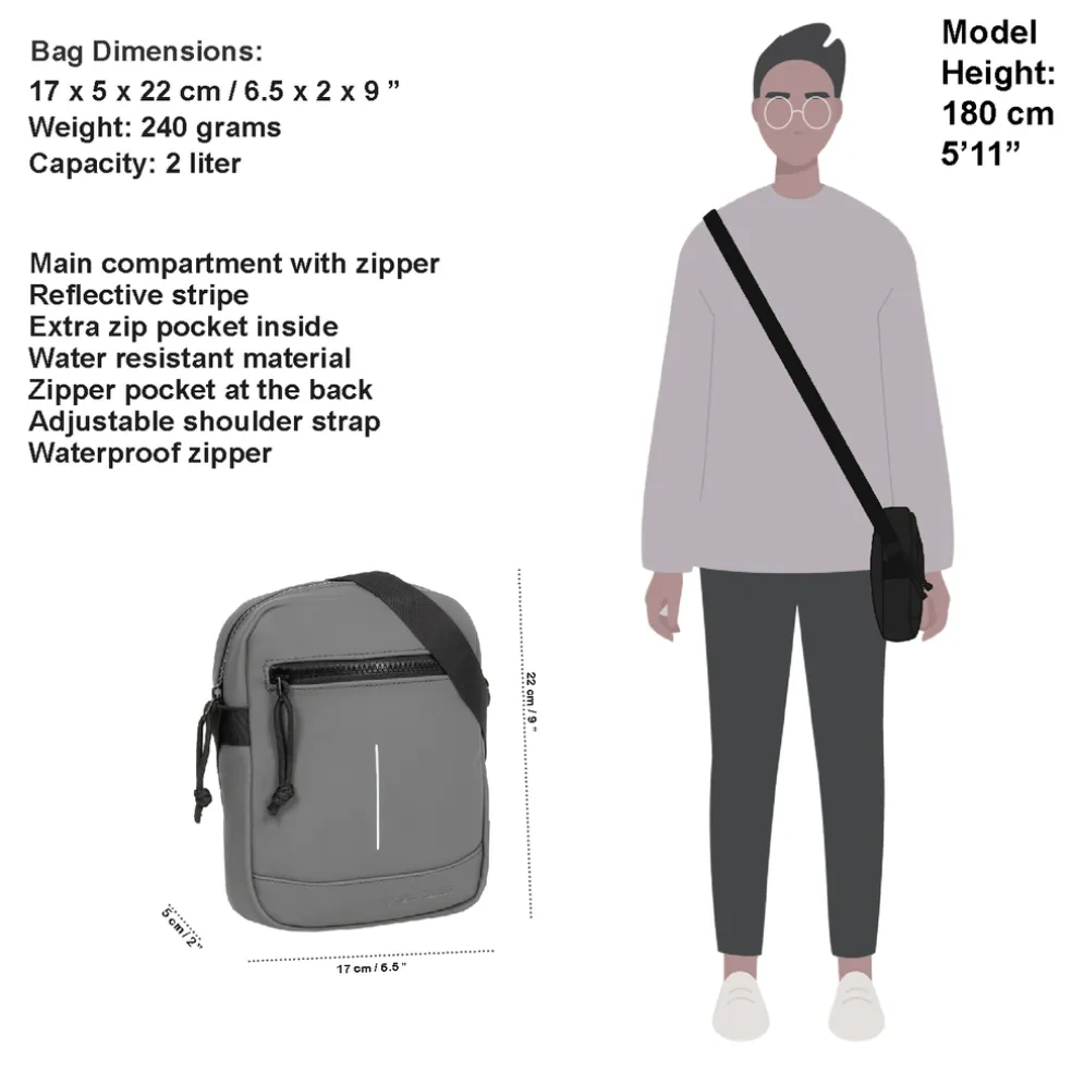 New Rebels ® Mart - Schultertasche - Umhängetasche - Top Zip - Anthrazit