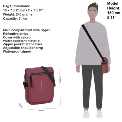 New Rebels ® Mart - Small - Mit Überschlag - Umhängetasche Bag - Crossbody Bag - Burgundy