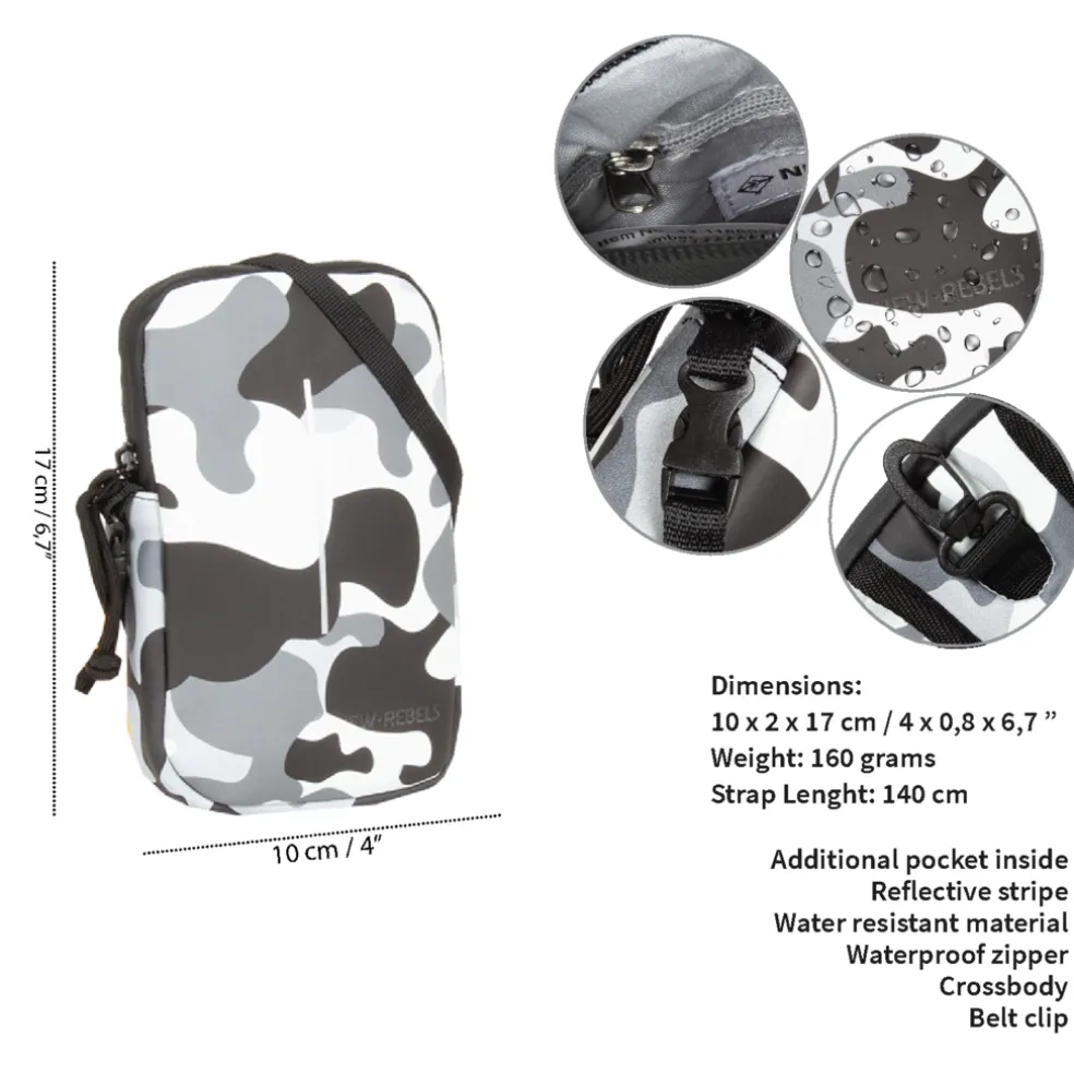 New Rebels ® Mart - Wasserabweisend - Handytasche - Army Camouflage Grau