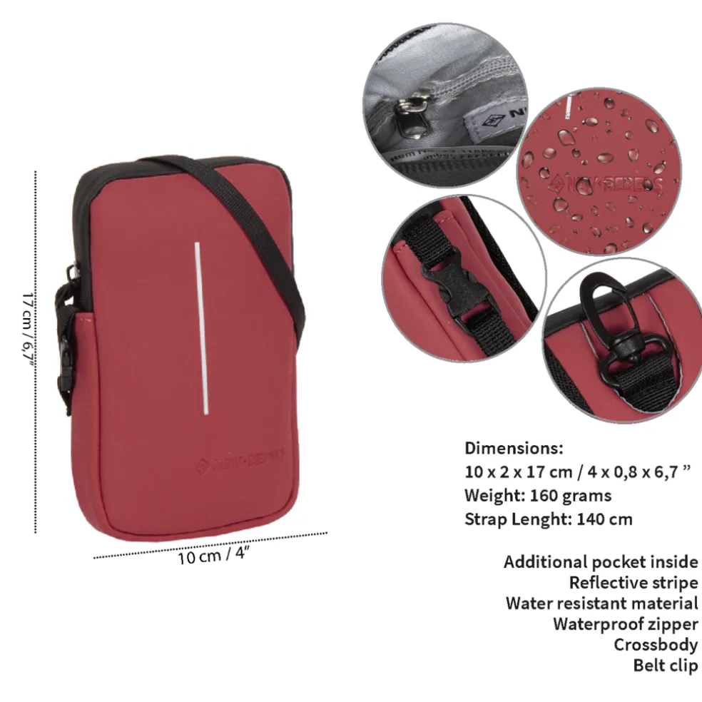 New Rebels ® Mart - Wasserabweisend - Handytasche - Burgunderrot