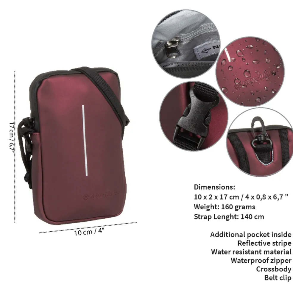 New Rebels ® Mart - Wasserabweisend - Handytasche - Burgundy