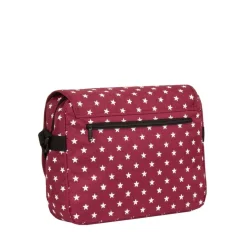 New Rebels ®  Star26 - Medium A4 Umhängetasche Mit Überschlag - Mit Stars - Burgundy