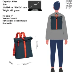 New Rebels ® Tim - Rucksack - Wasserfest - Blau/Rot  IV