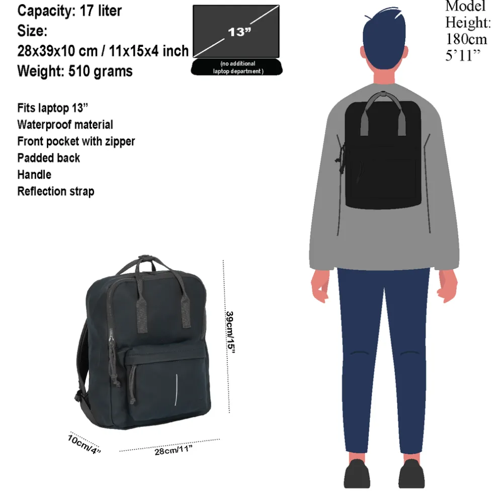 New Rebels ® Tim Rucksack Wasserabweisend Schwarz/Grau