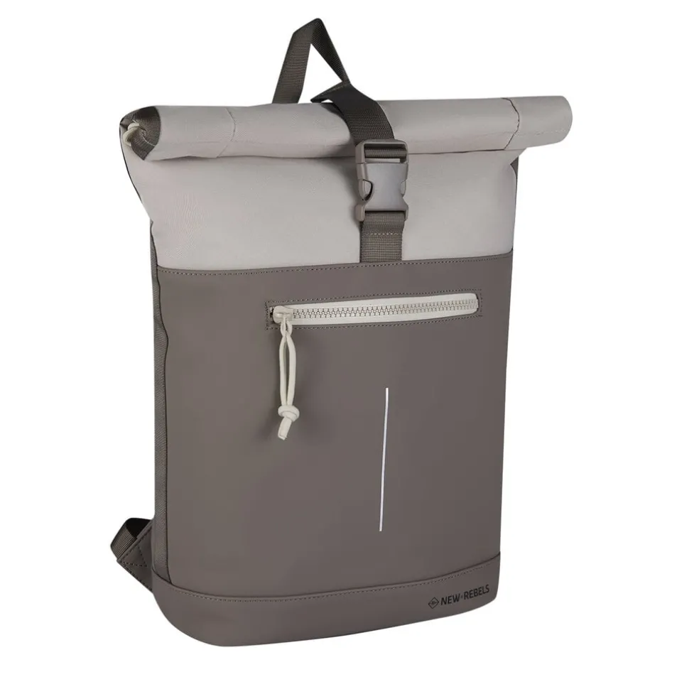 New Rebels Backham New York Taupe 21L Rolltop Wasserabweisend Laptop 15.6"