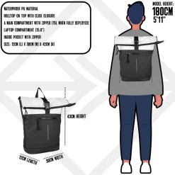 New Rebels Backham New York Schwarz Reflexion 21L Rolltop Wasserabweisend Laptop 15.6