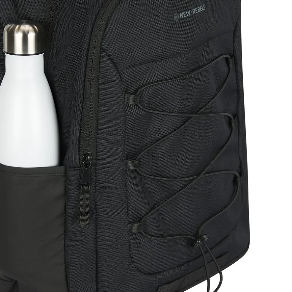 New Rebels Barto Waltham Schwarz 25L Rucksack Wasserabweisend Laptop 15.6"