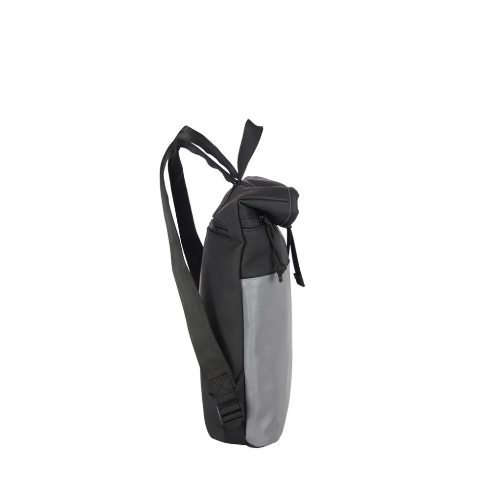 New Rebels Bowie Los Angeles Schwarz 9L Rucksack Rolltop Reflektion Wasserabweisend