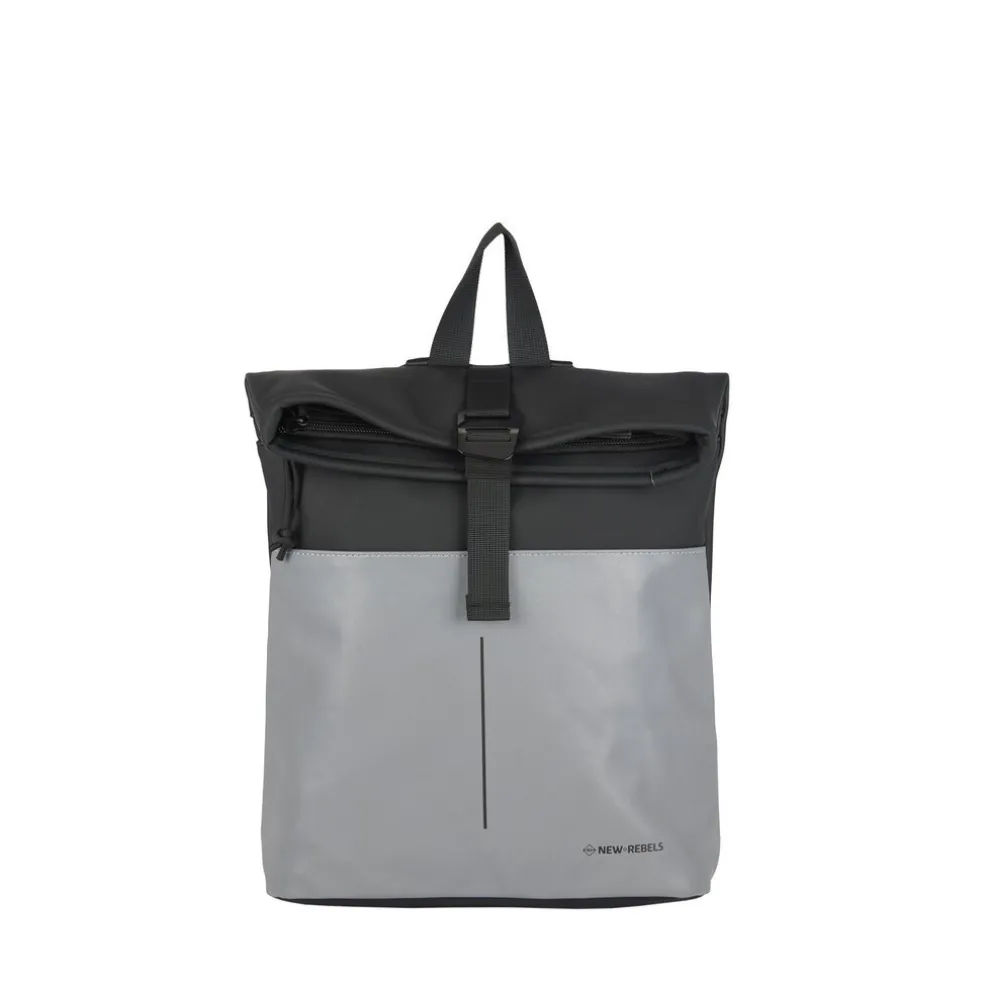 New Rebels Bowie Los Angeles Schwarz 9L Rucksack Rolltop Reflektion Wasserabweisend
