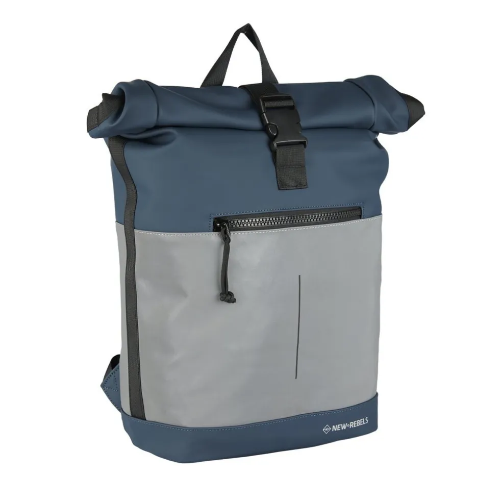 New Rebels Bowie New York Marineblau 21L Rucksack Rolltop Reflektion Wasserabweisend Laptop 15.6"