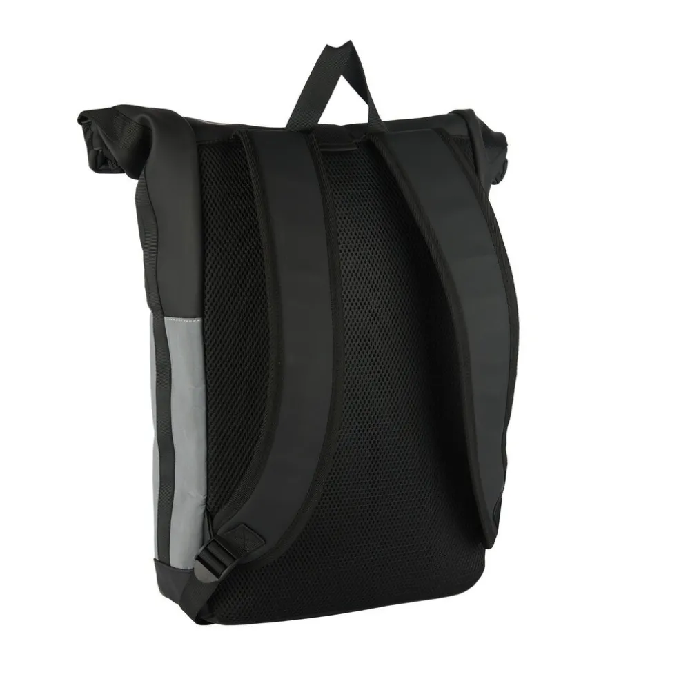 New Rebels Bowie New York Schwarz 21L Rucksack Rolltop Reflektion Wasserabweisend Laptop 15.6"