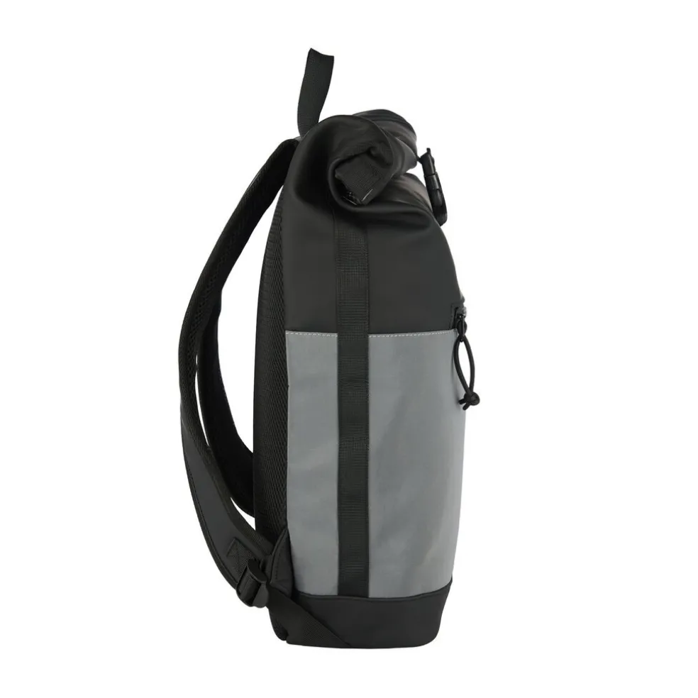 New Rebels Bowie New York Schwarz 21L Rucksack Rolltop Reflektion Wasserabweisend Laptop 15.6"