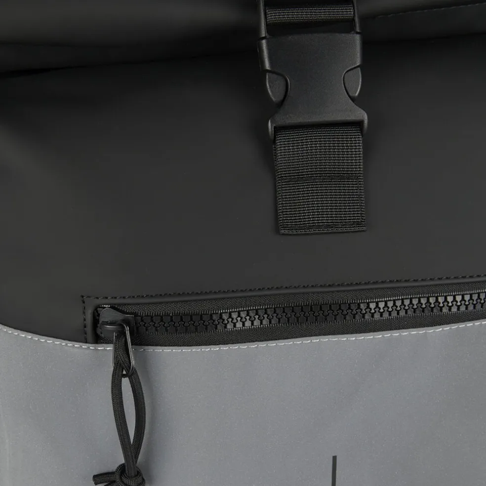 New Rebels Bowie New York Schwarz 21L Rucksack Rolltop Reflektion Wasserabweisend Laptop 15.6"