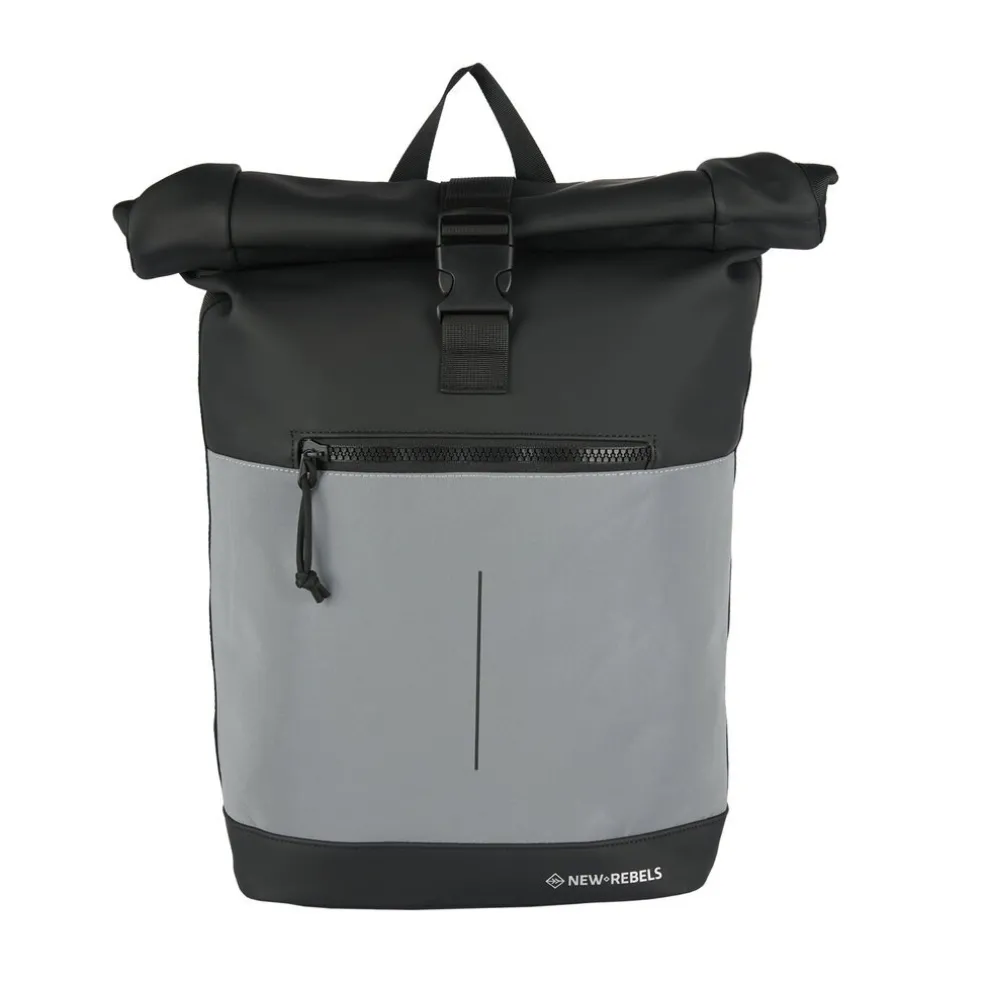 New Rebels Bowie New York Schwarz 21L Rucksack Rolltop Reflektion Wasserabweisend Laptop 15.6"