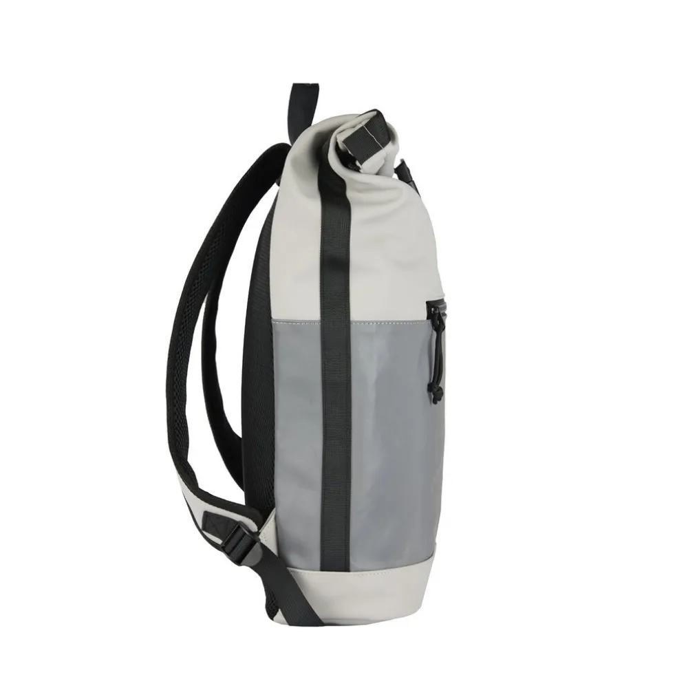 New Rebels Bowie New York Hellgrau 21L Rucksack Rolltop Reflektion Wasserabweisend Laptop 15.6"