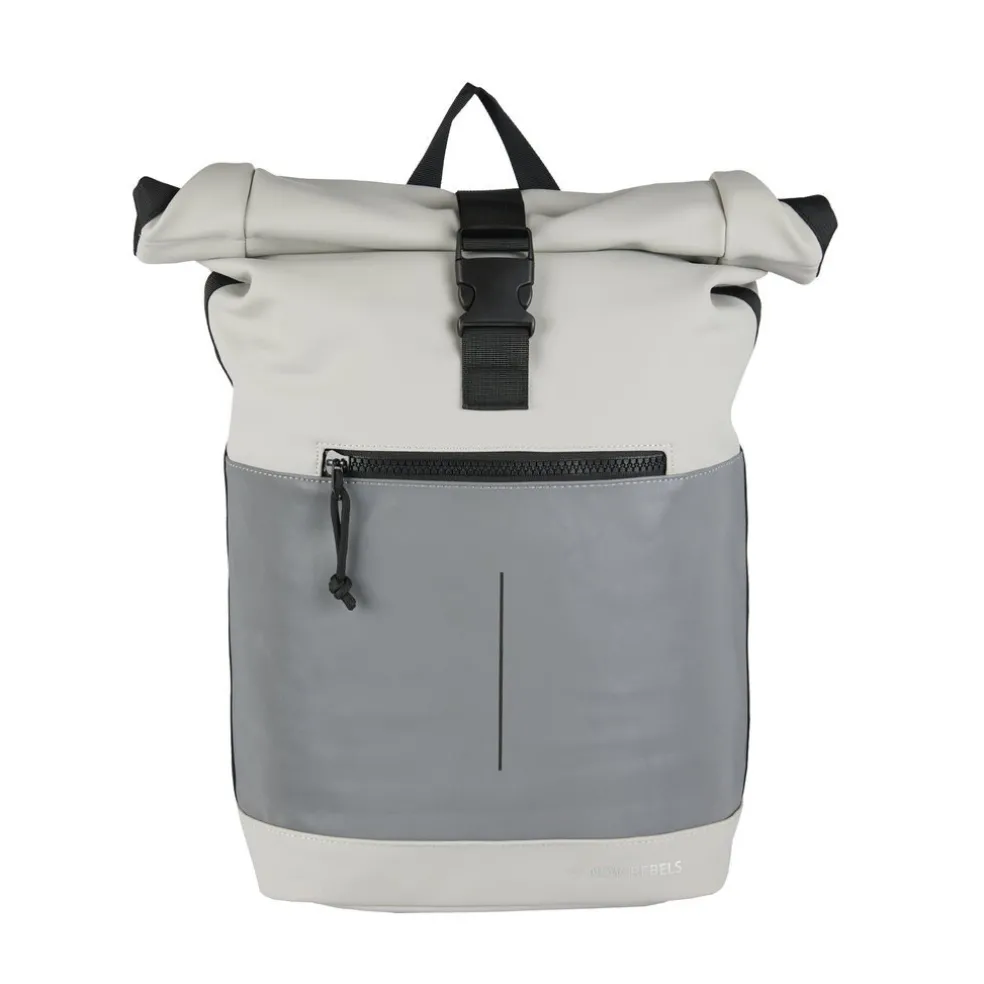 New Rebels Bowie New York Hellgrau 21L Rucksack Rolltop Reflektion Wasserabweisend Laptop 15.6"