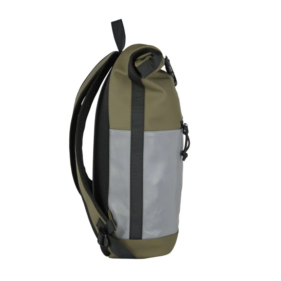 New Rebels Bowie New York Olivgrün 21L Rucksack Rolltop Reflektion Wasserabweisend Laptop 15.6"