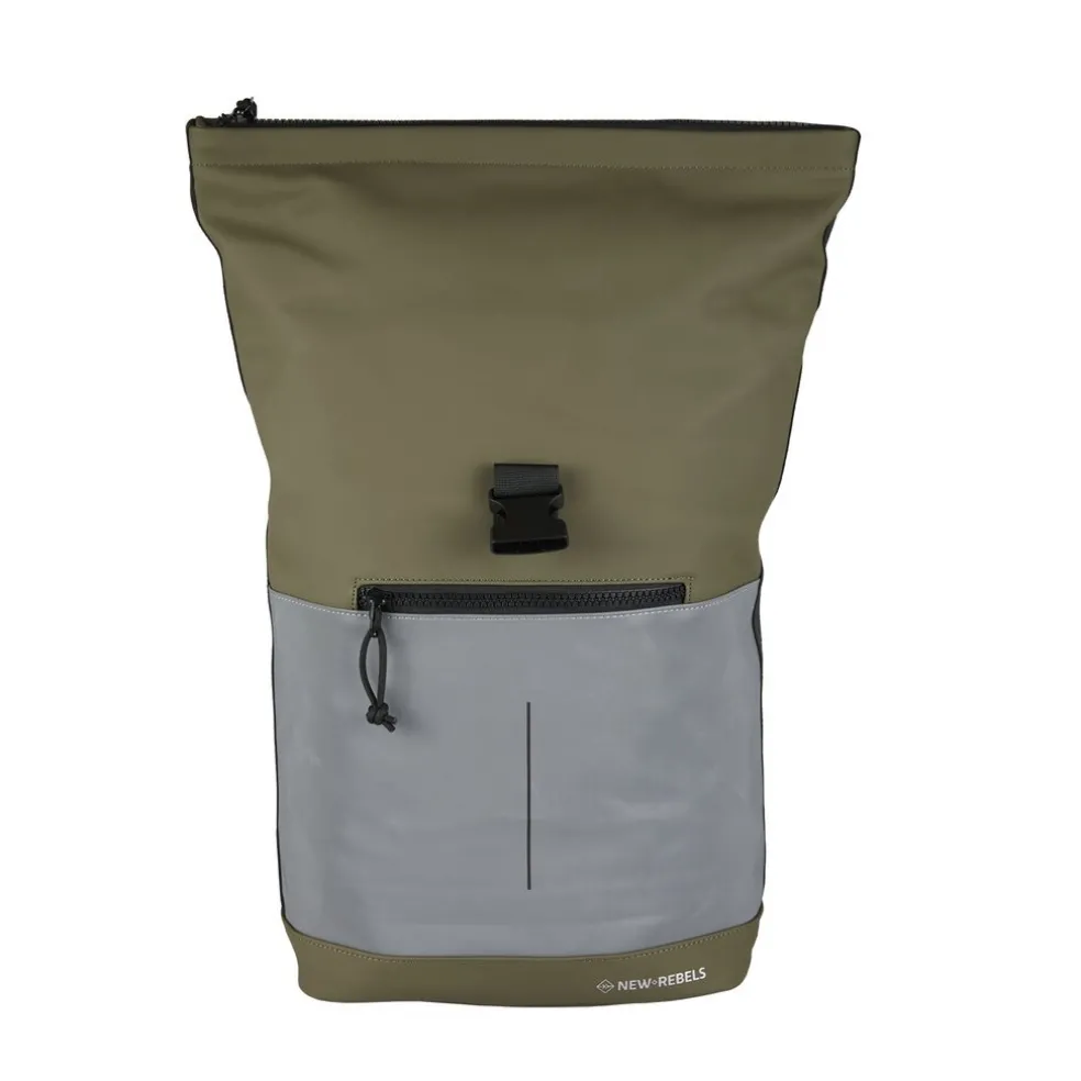 New Rebels Bowie New York Olivgrün 21L Rucksack Rolltop Reflektion Wasserabweisend Laptop 15.6"