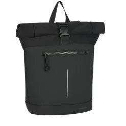 New Rebels Bruce New York Schwarz 21L Rolltop Rucksack Wasserabweisend Laptop 15.6"