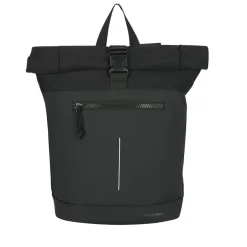 New Rebels Bruce New York Schwarz 21L Rolltop Rucksack Wasserabweisend Laptop 15.6