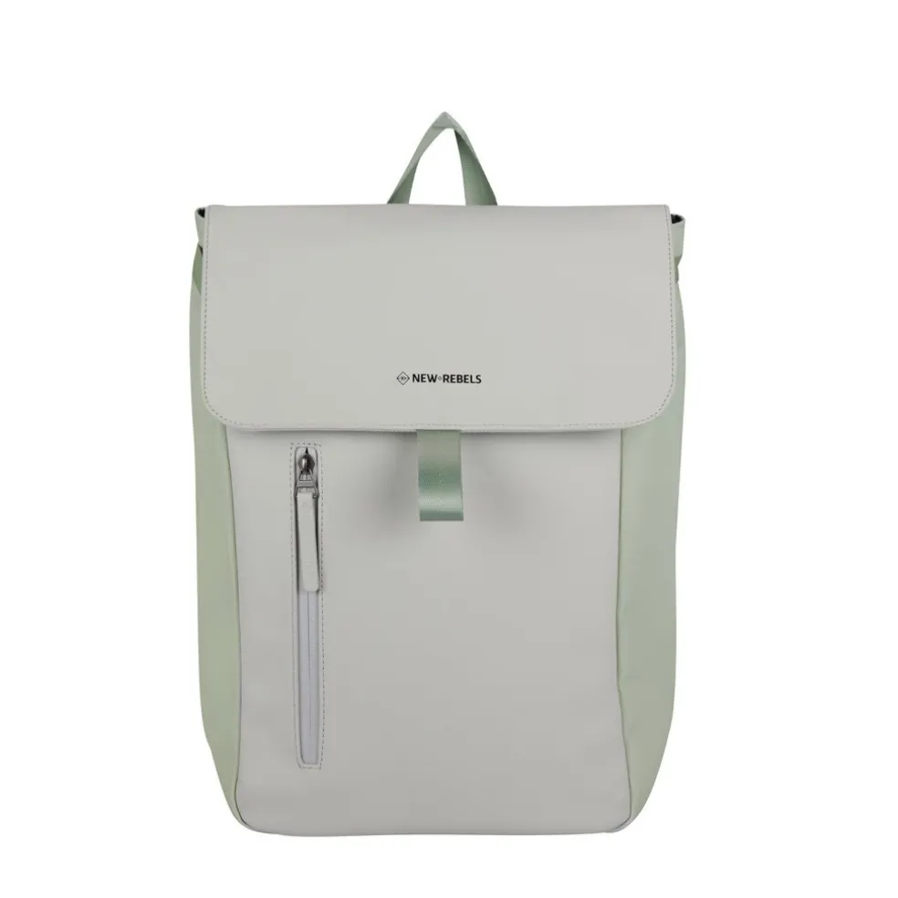 New Rebels Ceres Dothan Lime Hellgrau 15L Rucksack mit Klappe Wasserabweisend Laptop 15.6"