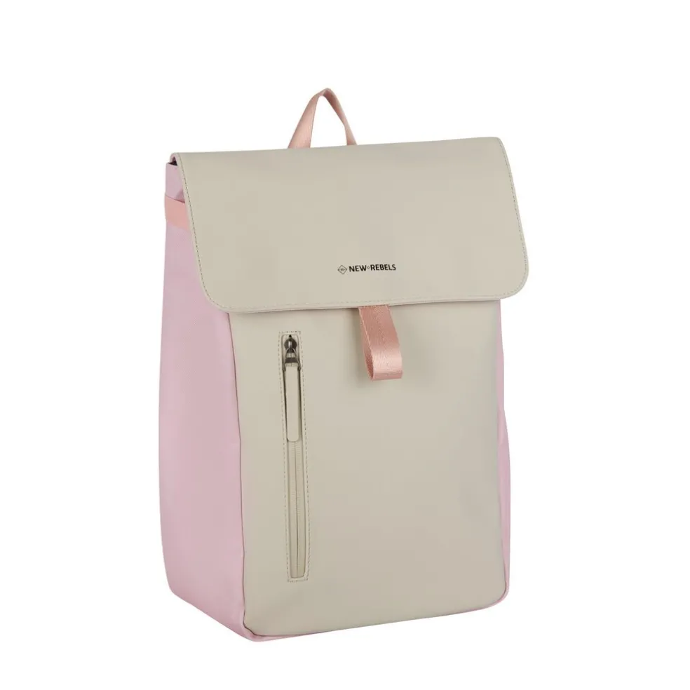 New Rebels Ceres Dothan Rosa Beige 15L Rucksack mit Klappe Wasserabweisend Laptop 15.6"