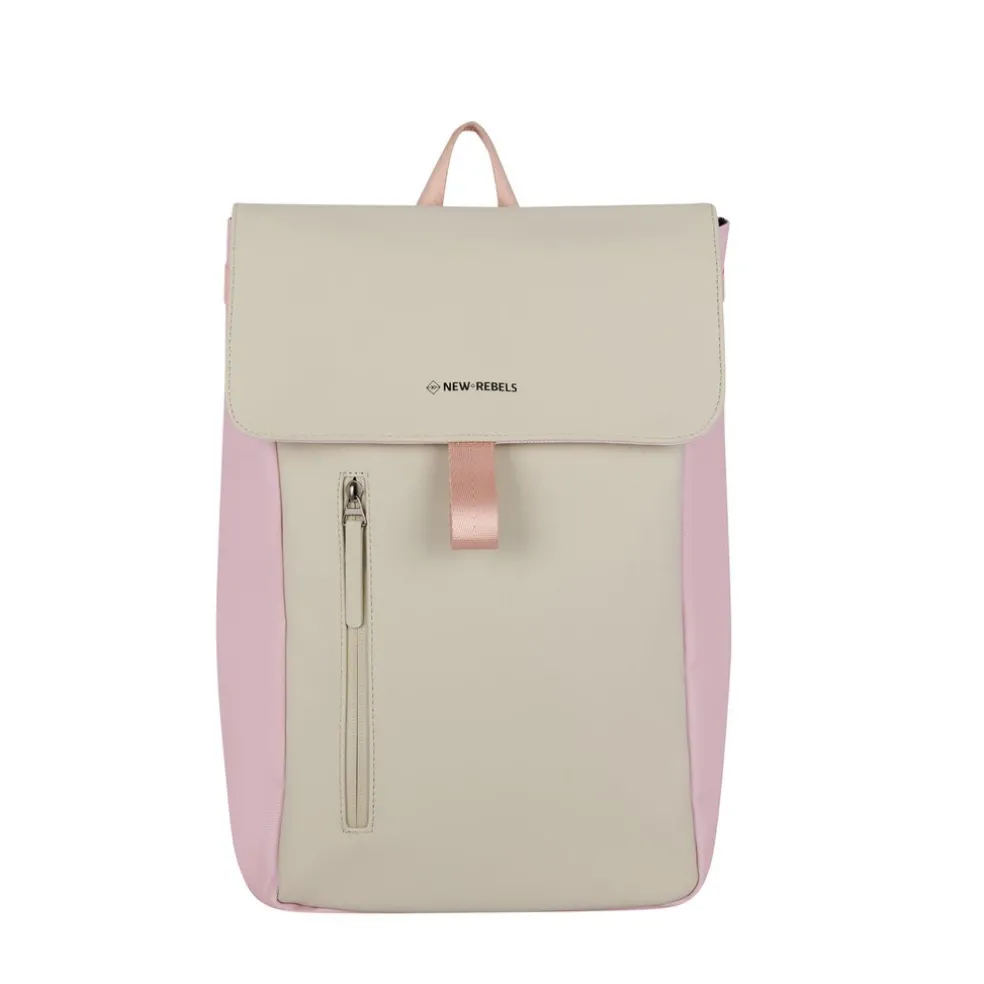 New Rebels Ceres Dothan Rosa Beige 15L Rucksack mit Klappe Wasserabweisend Laptop 15.6"