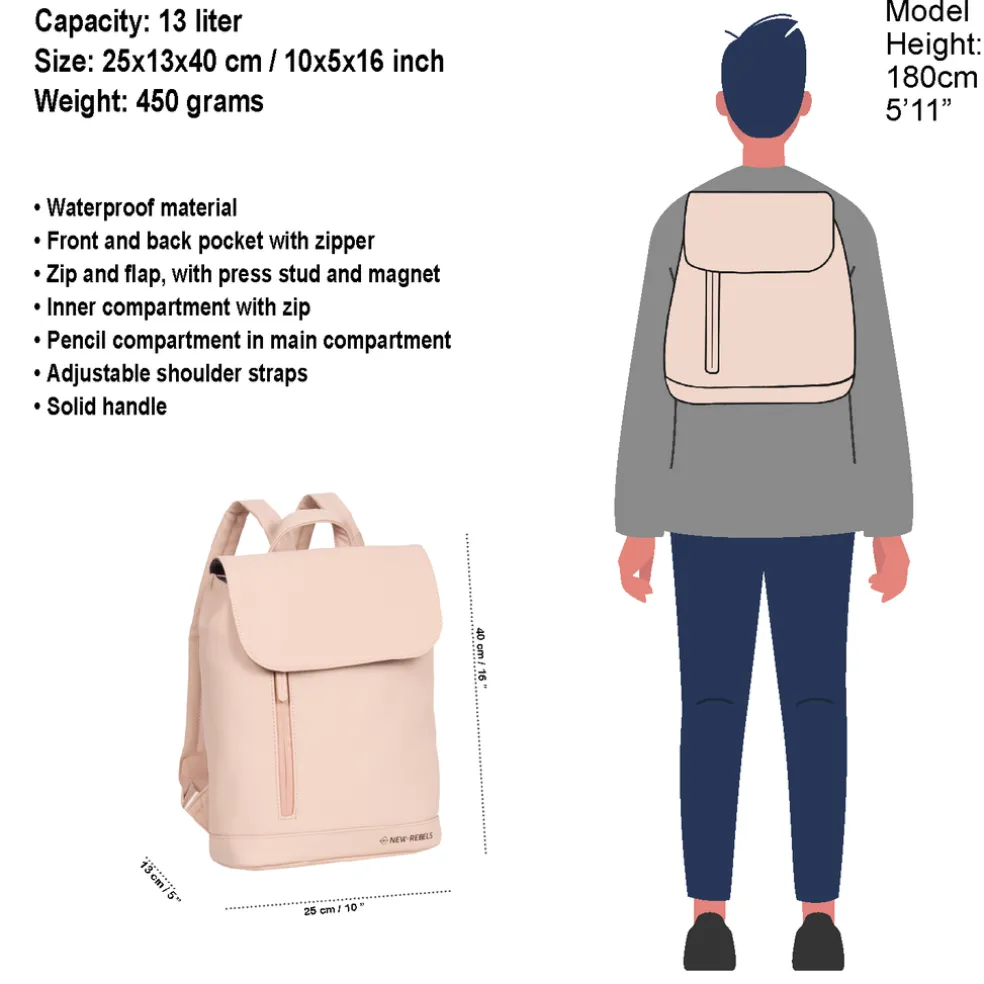 New Rebels Daley Washington Rosa 10L Rucksack Wasserabweisend