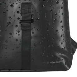 New Rebels Droplets Los Angeles Wasserabweisender Rucksack – 7l Rolltop – Modische Tasche Für Jedes Abenteuer – Wasserabweisender Rucksack Unisex - Black
