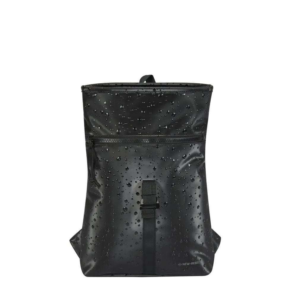 New Rebels Droplets Los Angeles Wasserabweisender Rucksack – 7l Rolltop – Modische Tasche Für Jedes Abenteuer – Wasserabweisender Rucksack Unisex - Black