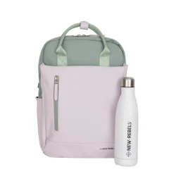 New Rebels Ferron Miami Rucksack 9L Wasserabweisender Laptop Rucksack 13 Zoll für Arbeit und Schule aus PU Nylon Bequem Lila