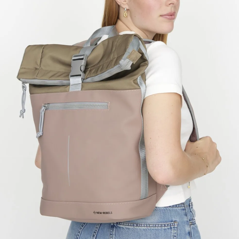 New Rebels Ferron New York Rolltop Rucksack 16L Altrosa