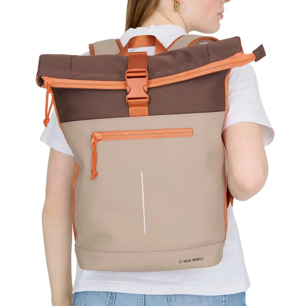New Rebels Ferron New York Rolltop Rucksack 16L Coffee