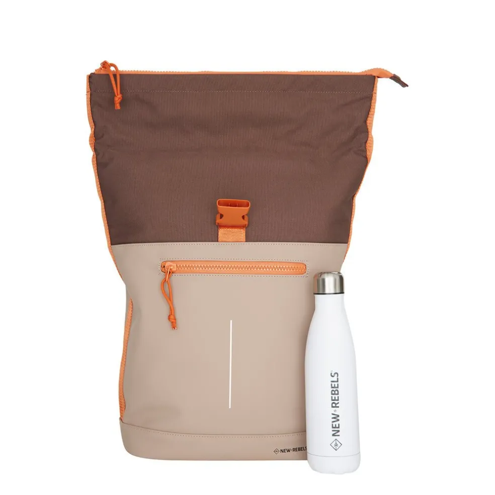 New Rebels Ferron New York Rolltop Rucksack 16L Coffee