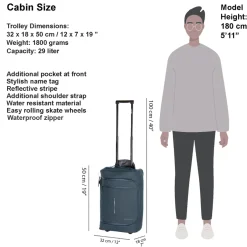 New Rebels Harper Laredo Marineblau 29L On Board Trolley Wasserabweisend