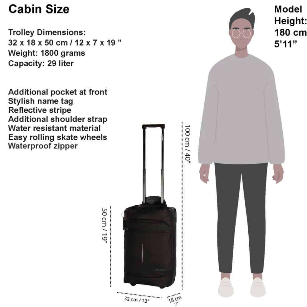 New Rebels Harper Laredo Schwarz 29L On Board Trolley Wasserabweisend