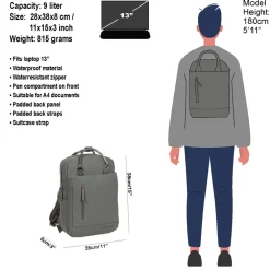 New Rebels Harper Miami Anthrazit 10L Rucksack Wasserabweisend Laptop 13
