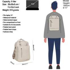 New Rebels Harper Miami Beige 10L Rucksack Wasserabweisend Laptop 13