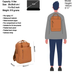 New Rebels Harper Miami Cognac 10L Rucksack Wasserabweisend Laptop 13