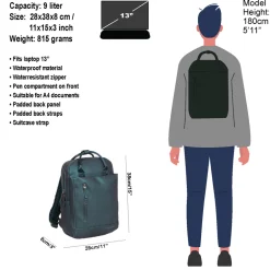 New Rebels Harper Miami Metallic Grün 10L Rucksack Wasserabweisend Laptop 13