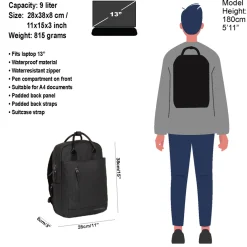 New Rebels Harper Miami Schwarz 10L Rucksack Wasserabweisend Laptop 13